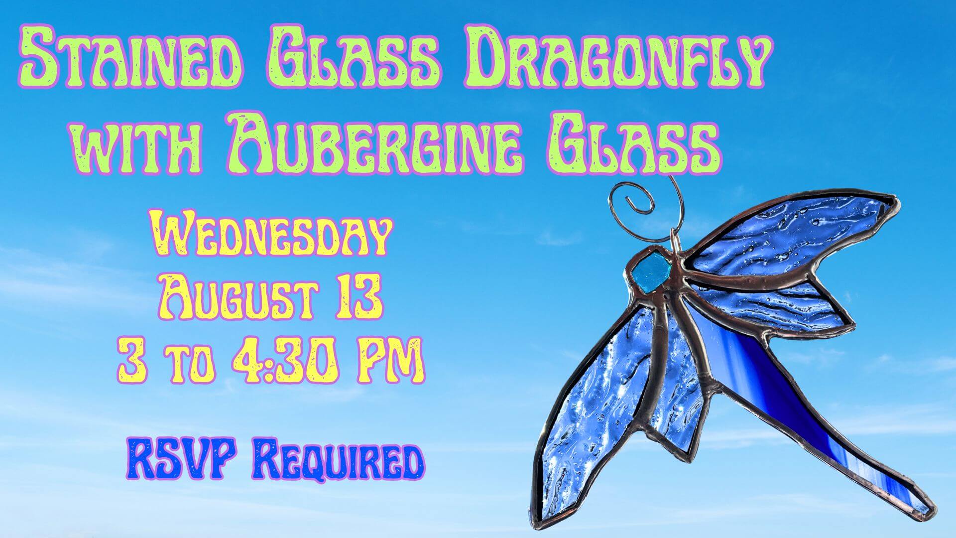 Stained Glass Dragonfly w Aubergine Glass