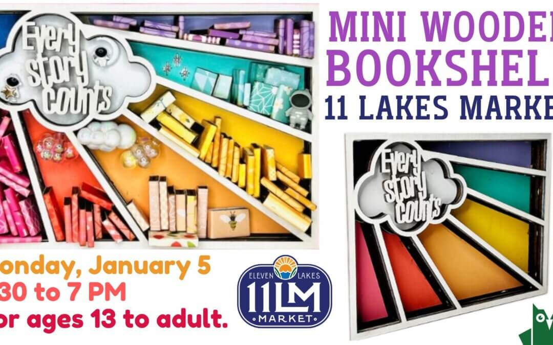 Mini Wooden Bookshelf with Eleven Lakes Market